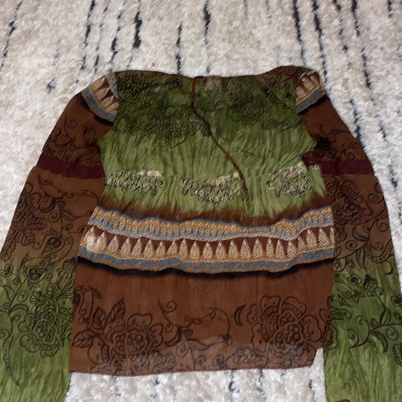 Earthy hippie mesh long sleeve top size M - Picture 3 of 3